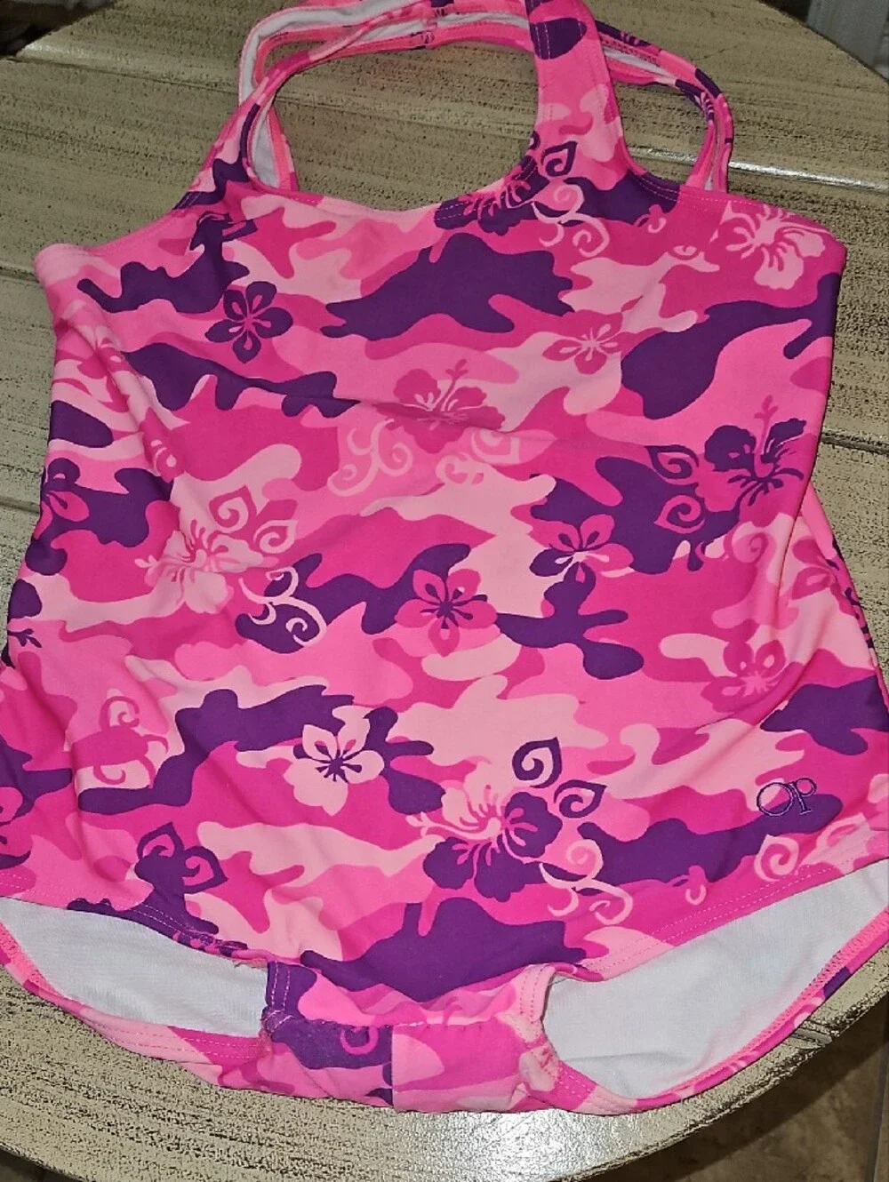 OP Pink Floral Camo One-Piece Swimsuit